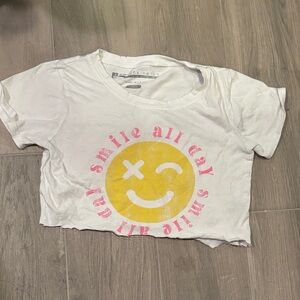 Prince Peter Collection Girls Cropped White Smiley Face Shirt Size L